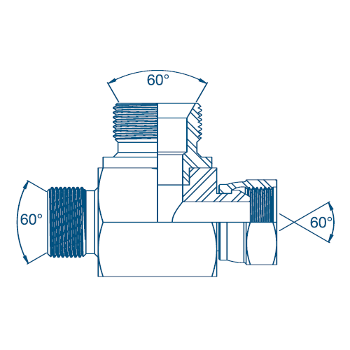 3/8 x 3/8 x 1/2 BSP M/F/M Tee Hydraulic Adaptor