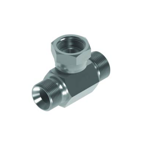 1/4 BSP M/M/F Tee Soft Seat O'ring On Fem Branch Hydraulic Adaptor