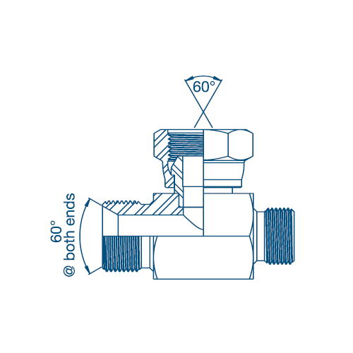 1/4 x 1/2 x 1/2 BSP M/M/F Unequal Tee Hydraulic Adaptor 1/4 x 1/2 x 1/2 BSP M/M/F Unequal Tee Hydraulic Adaptor