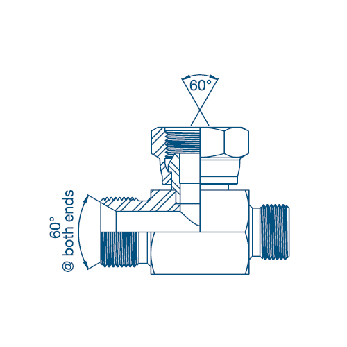 1/4 x 1/2 x 1/2 BSP M/M/F Unequal Tee