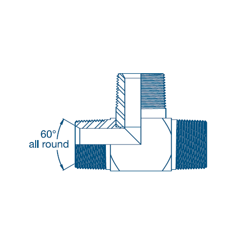 1/4 BSPT M/M/M Tee (Coned) Hydraulic Adaptor 1/4 BSPT M/M/M Tee (Coned) Hydraulic Adaptor