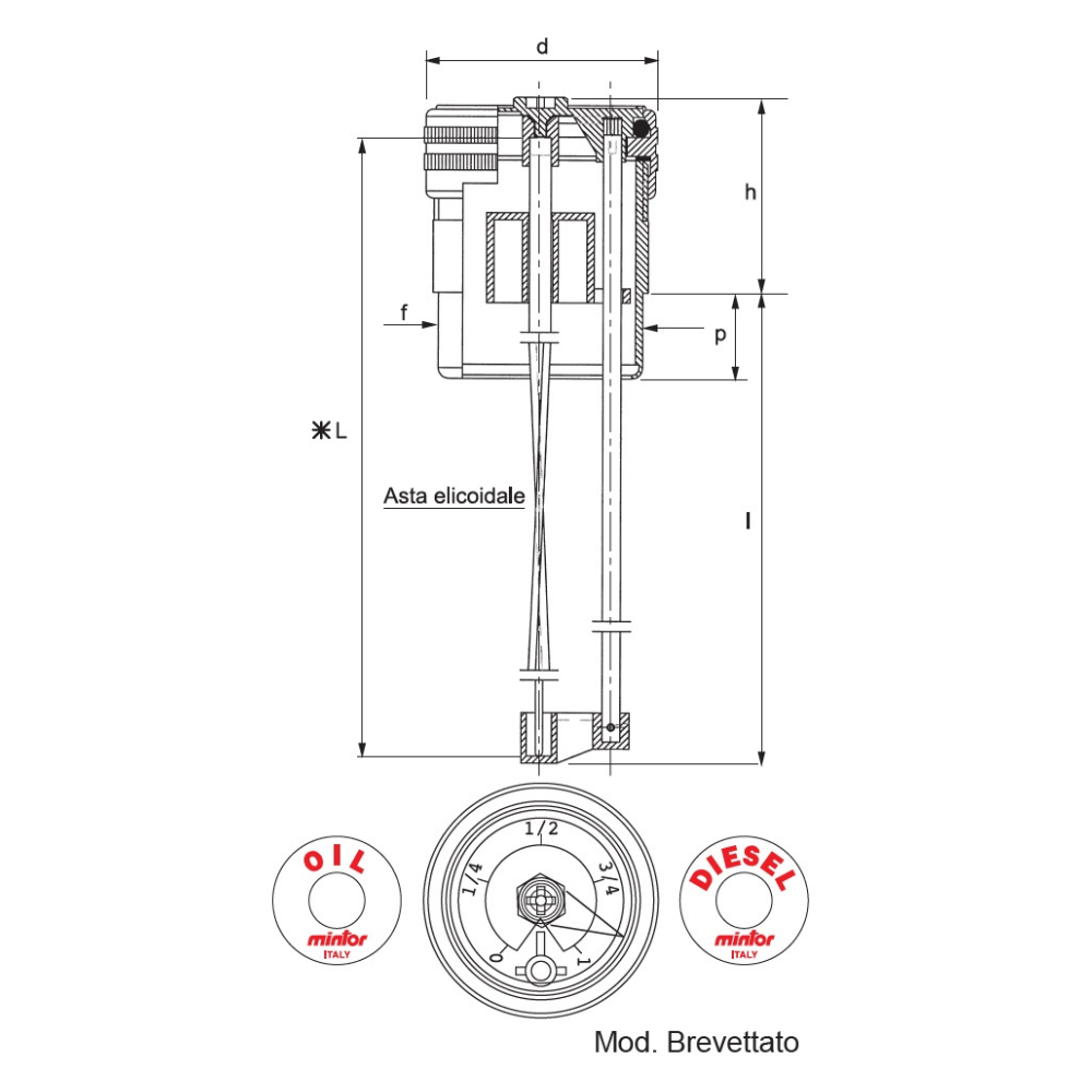 Hydraulic visual level indicator with float system, 2" BSP, L=400 for use with Oil, TRBF/LG4G