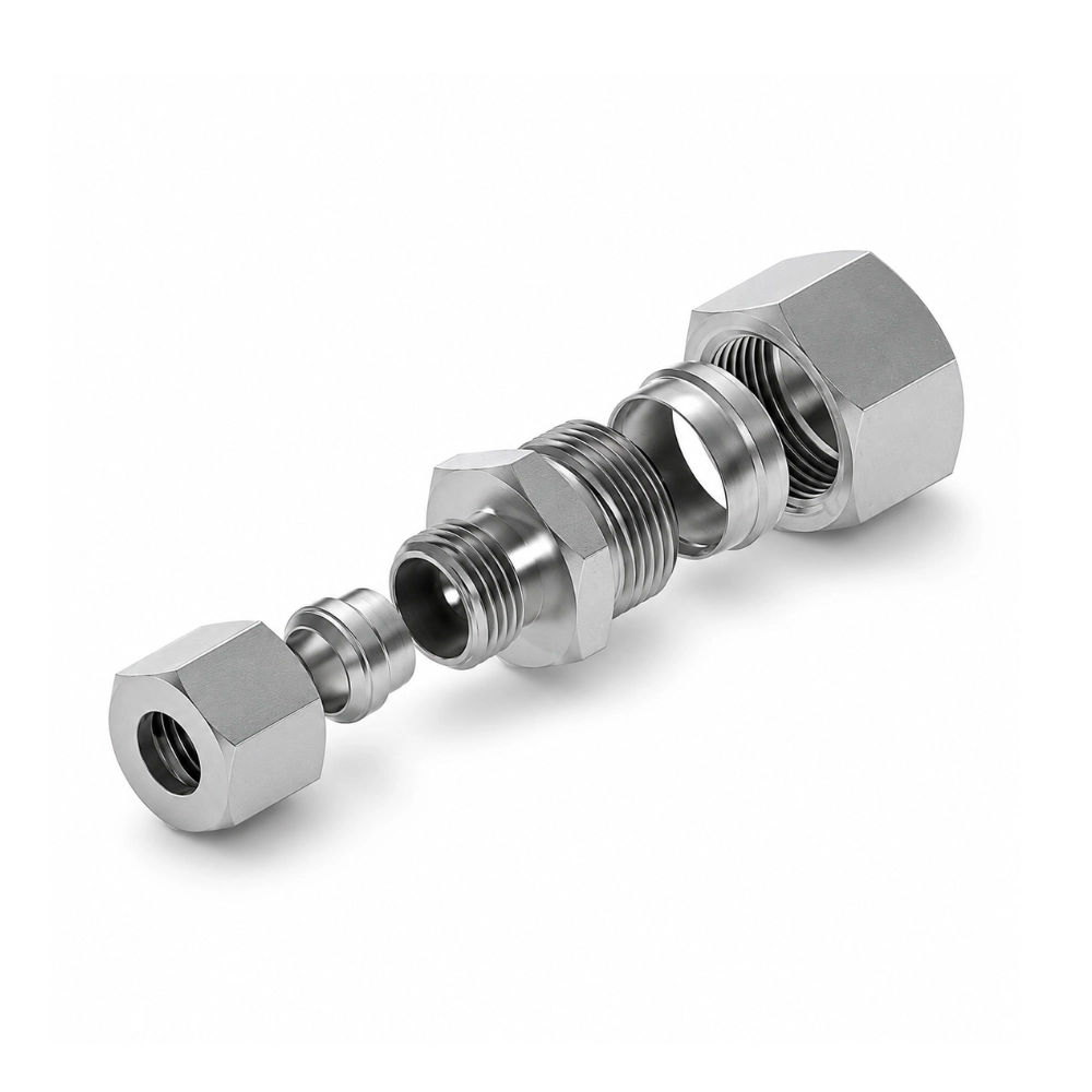 M12 (6L) Male x M14 (8L) Male Reducing Compression Union - Complete