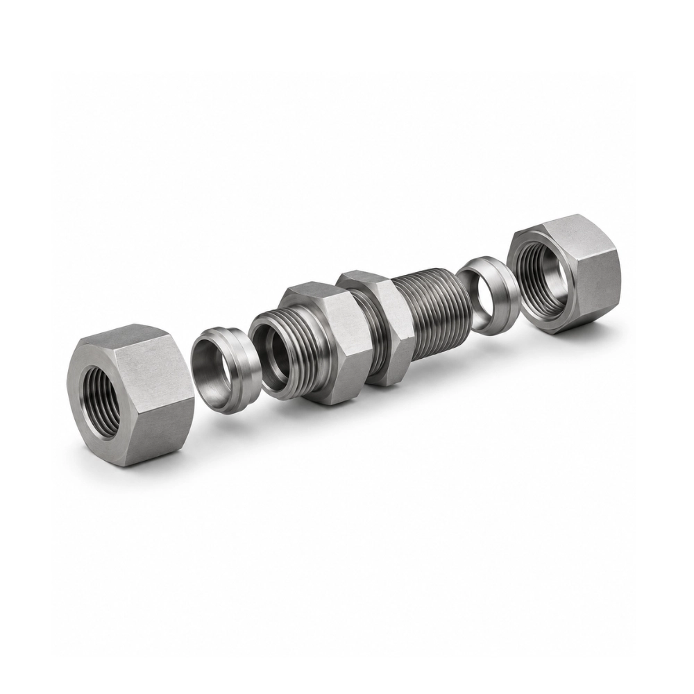 M12 (6L) Male x M12 (6L) Male Compression Bulkhead - Complete