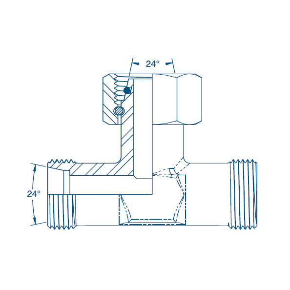 M22 (15L) M/M/F Tee - Body Hydraulic Adaptor M22 (15L) M/M/F Tee - Body Hydraulic Adaptor