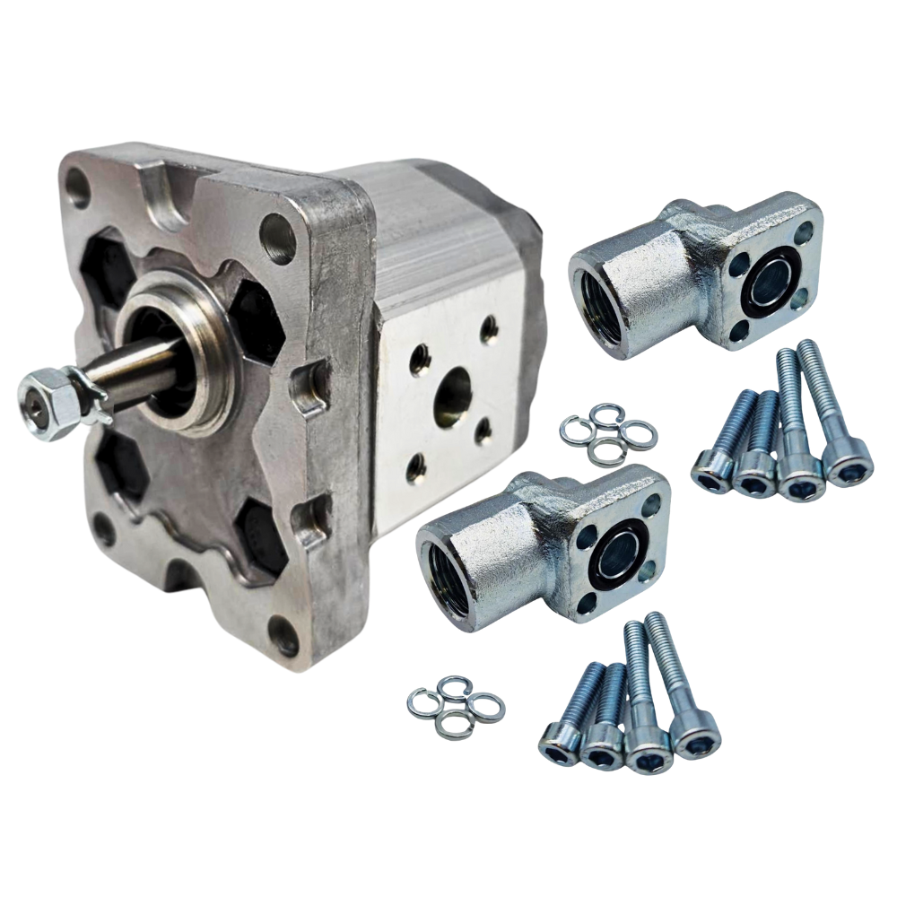 Hydraulic Group 1, 1.1CC, Clockwise, Gear Pump Complete With Elbow Port Connectors 30mm x 30mm