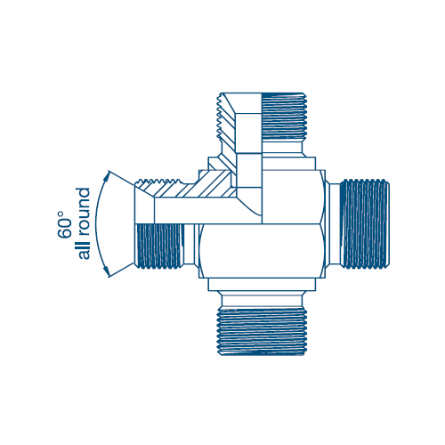 1/8 BSP Male Cross For Bonded Seal Hydraulic Adaptor 1/8 BSP Male Cross For Bonded Seal Hydraulic Adaptor