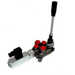Galtech 1 Bank, 1/4 BSP, 20 l/min Double Acting Cylinder Spool 3 Position Spring Return with 12V DC Electro Solenoid Control with Manual Over-ride