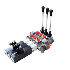 Hydraulic 3 Bank Double Acting Valve c/w 24VDC Solenoid Control 1/2 Monoblock Valve