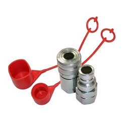 Hydraulic flat face quick release couplings set 1/4 BSP, DN04, ISO 6.3, 400 Bar rated, 12 L/min. Including Female and male caps