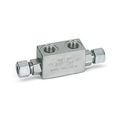 Hydraulic double pilot operated check valves for 12 mm pipe mounting, VBPDE 1/4 L 2 cexc 12L