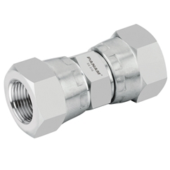 Stainless Steel Female x Female Straight Adaptor, Swivel, BSPP 1/4'' x 1/4'' BSPP