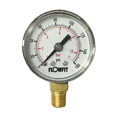 50mm Dry/Pneumatic pressure gauge 0-15 PSI (1 BAR) 1/4 BSPT BASE Entry