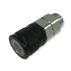 Hydraulic Flat Face Quick Release Coupling, Female 3/8 BSP Body, M24 X 1.5 Thread, C/W Black Sleeve