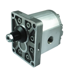 Hydraulic Gear Pump, Group 2, 2 Bolt SAE Flange, Elbow ports, 5/8 Parallel Shaft, 8.5CC, Anti-Clockwise