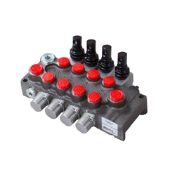 Galtech 4 bank, 1/4 BSP, 15 l/min Double Acting Cylinder Spool 3 positions, Spring Return Hydraulic Monoblock Valve