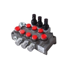 Galtech 3 Bank, 1/4 BSP, 15 l/min Double Acting Cylinder Spool 3 Positions, Spring Return Hydraulic Monoblock Valve