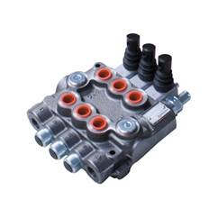 Bucher 3 Bank 3/8 BSP, 45 l/min Double Acting Spring Return Lever Operated Hydraulic Monoblock Valve