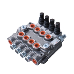 Bucher 4 Bank 3/8 BSP, 45 l/min Double Acting Spring Return Lever Operated Hydraulic Monoblock Valve