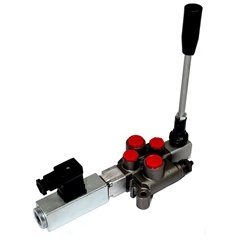 Galtech 1 Bank, 1/4 BSP, 20 l/min Double Acting Motor Spool 3 Position Spring Return with 24V DC Electro Solenoid Control with Manual Over-ride