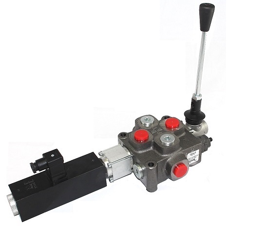 Walvoil 1 Bank, 1/2 BSP, 90 l/min Double Acting Cylinder Spool 3 Position Spring Return with 12V DC Electro Solenoid Control with Manual Over-ride