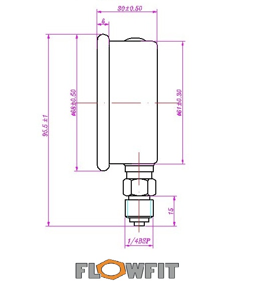63mm Glycerine Filled Hydraulic pressure gauge 0-1000 PSI (70 BAR) 1/4" BSP BASE Entry