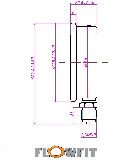 100mm Glycerine filled hydraulic pressure gauge 0-15 PSI (1 BAR) 1/2" BSP BASE Entry