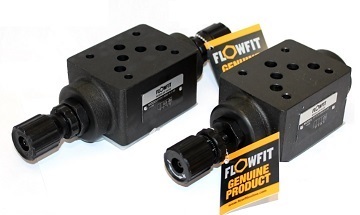 Flowfit hydraulic cetop 5 modular flow control valve, meters in on Port B