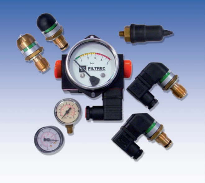 "Filtrec hydraulic clogging indicator, pressure gauge indictator, 1/8