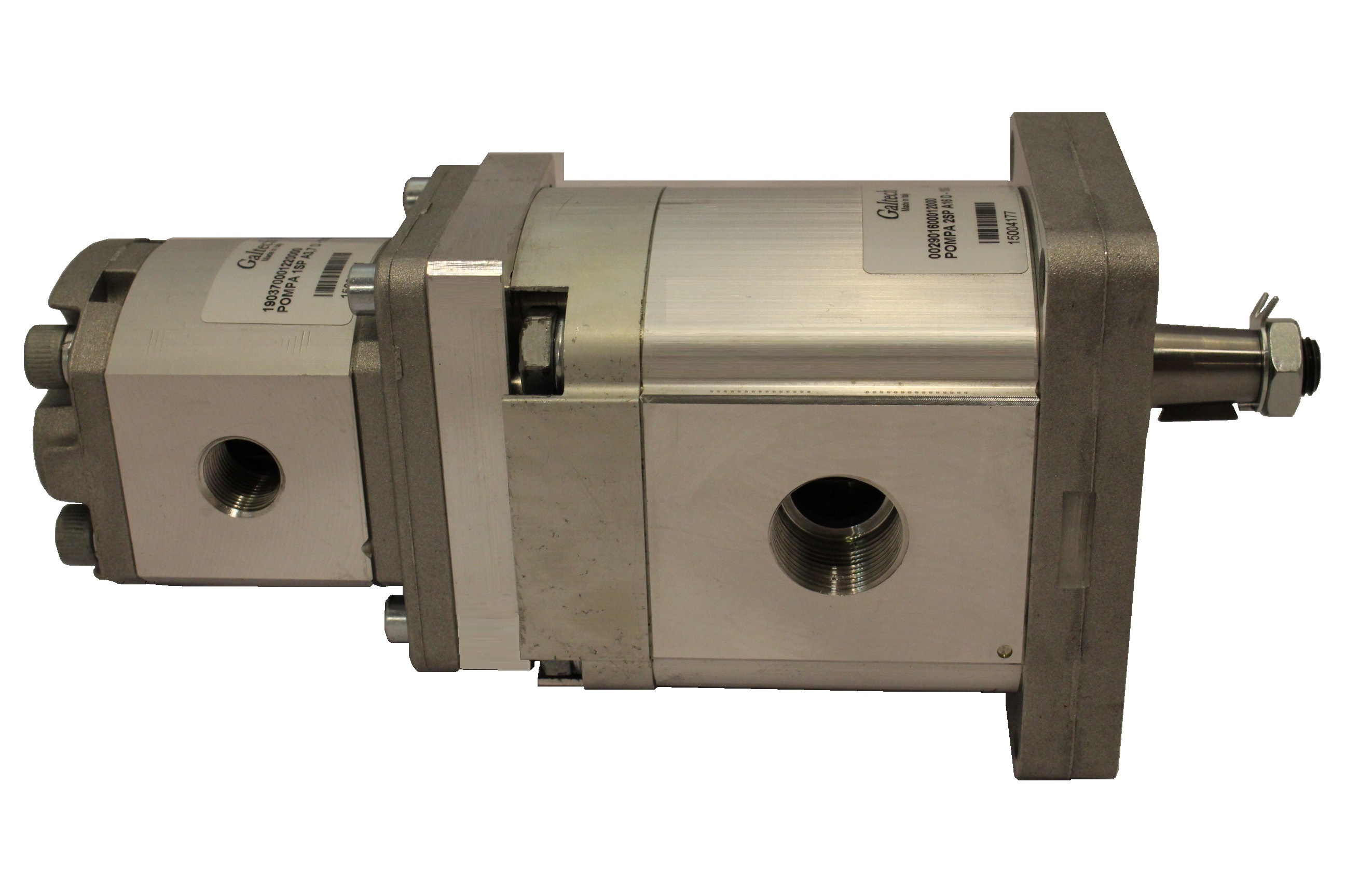 Group 2 to Group 1 Hydraulic Tandem Pump - 26 CC - Clockwise Rotation to 9.8 CC - Clockwise Rotation Group 2 to Group 1 Hydraulic Tandem Pump - 26 CC - Clockwise Rotation to 9.8 CC - Clockwise Rotation