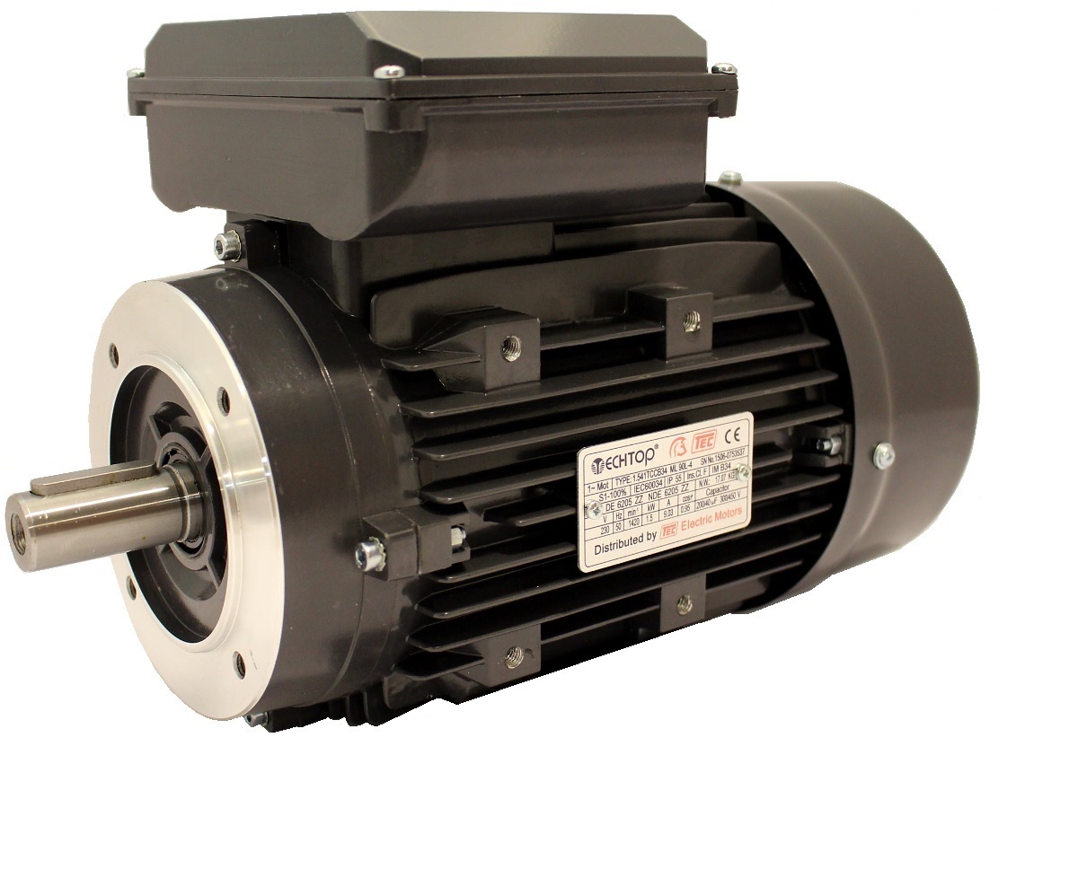 "Tec Single Phase 230v Electric Motor, 0.75Kw 4 pole 1500rpm with face