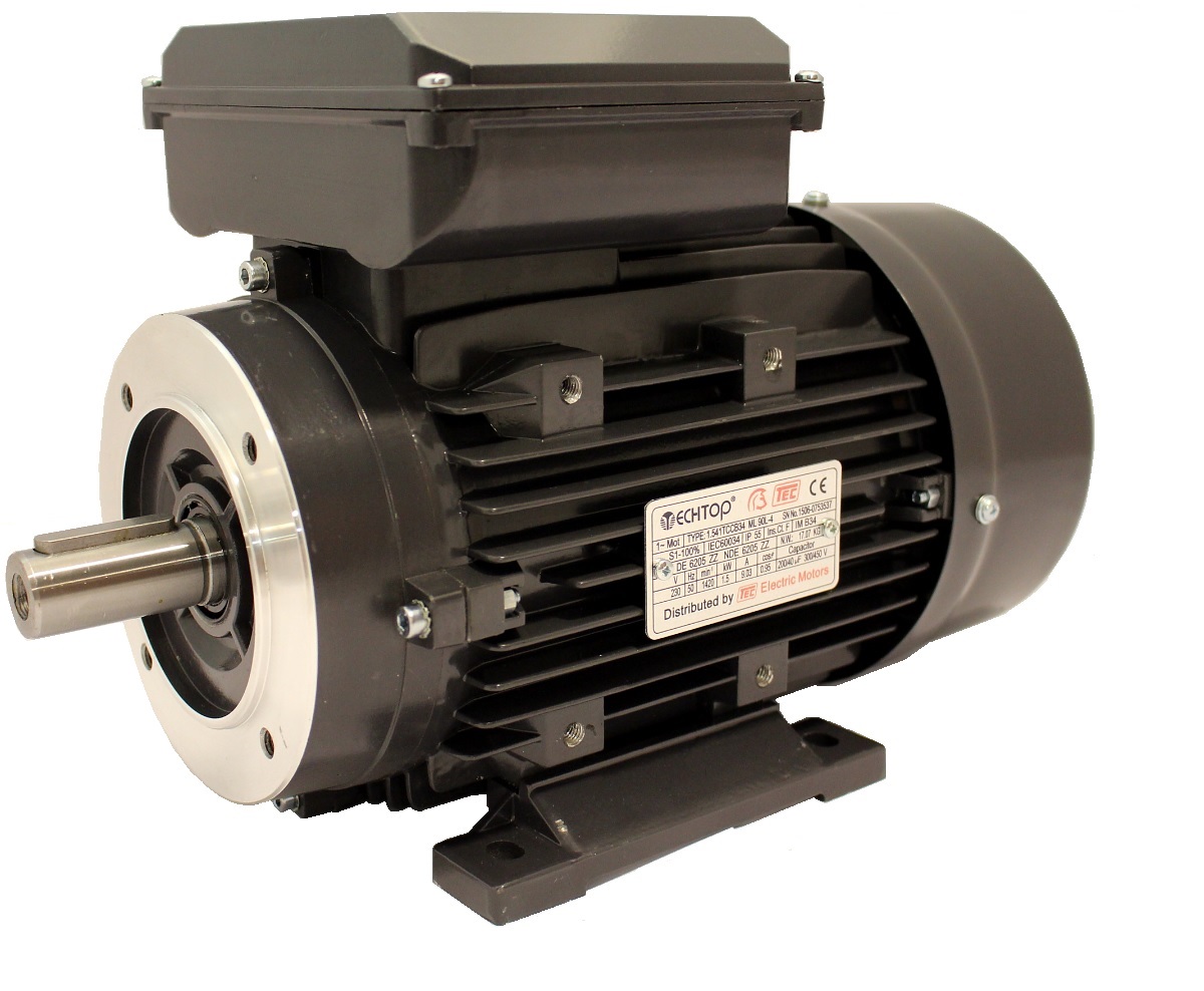 Single Phase 230v Electric Motor, IP56, 1.5Kw 4 pole Cap/Cap 1420rpm with face and foot mount