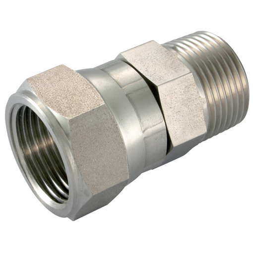 Stainless Steel Female Swivel Connector, Male NPT x Female UNF, NPT 1/8'' x 7/16'' - 20 UNF Hydraulic Adaptor