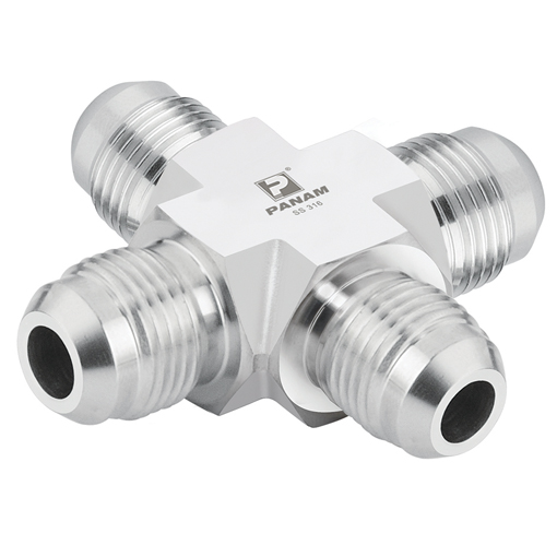 Stainless Steel Cross, Male UNF 7/16'' - 20 Hydraulic Adaptor