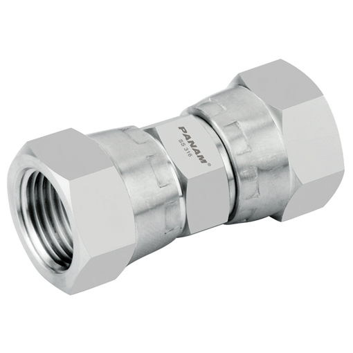 Stainless Steel, BSP Swivel Female x BSP Swivel Female, 1/4" x 1/4" Hydraulic Adaptor