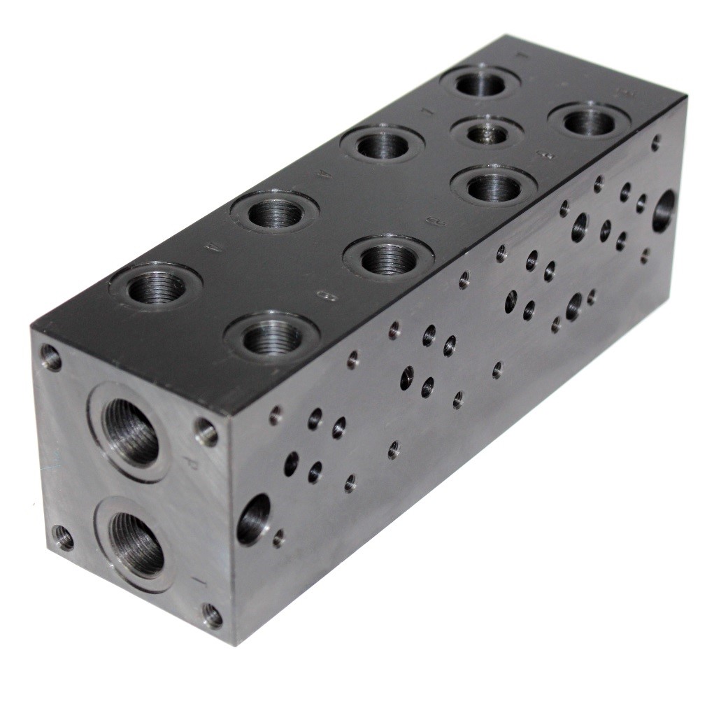 Flowfit cetop 3, 4 station steel manifold with relief valve cavity
