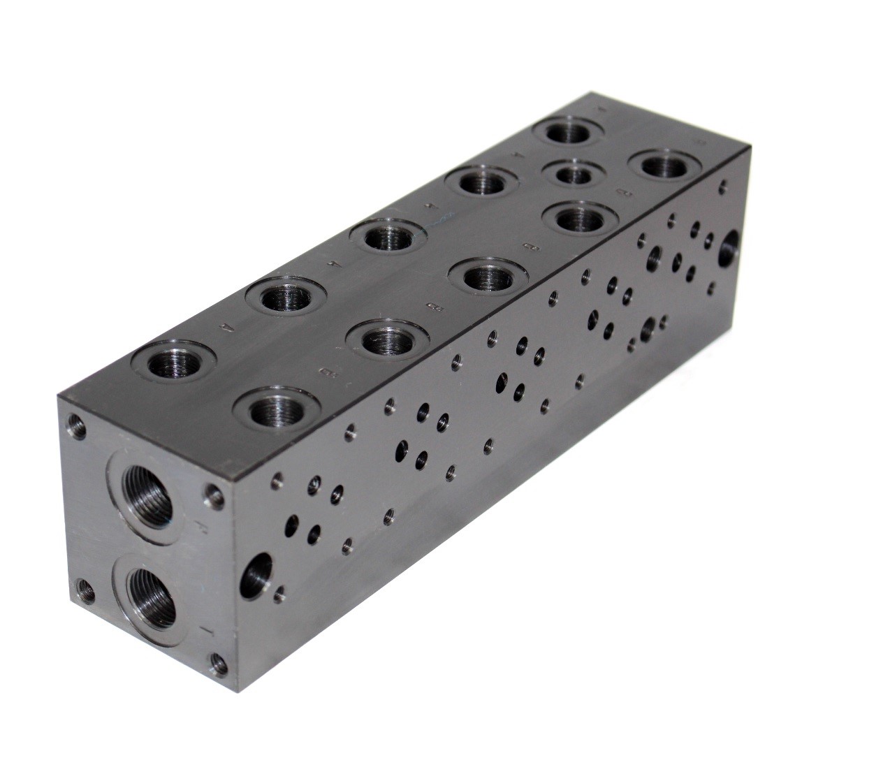 Flowfit cetop 3, 5 station steel manifold with relief valve cavity