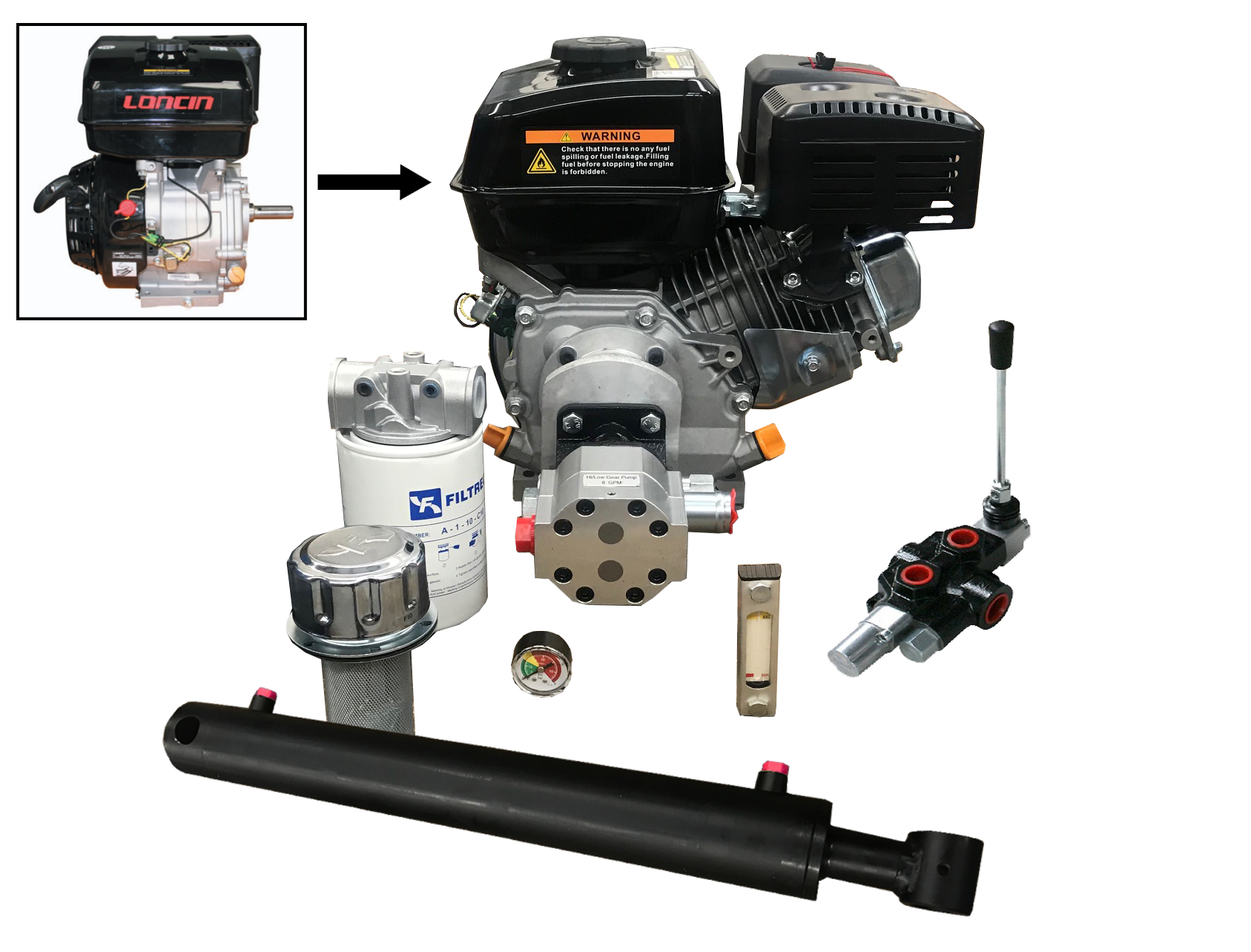 Loncin 9HP G270 Hydraulic log splitter kit giving approx 10 tons of