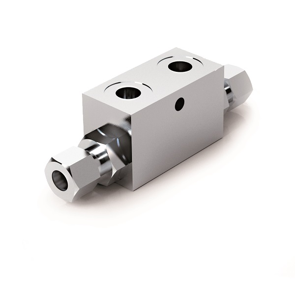 Hydraulic Double Pilot Operated Check Valve 1/4" BSP x10 mm pipe mounting (DIN 2353), VBPDE 1/4" L 2 CEXC-10L