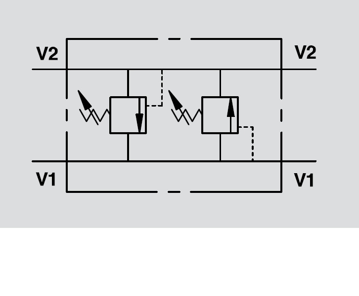 Hydraulic Dual Cross Line Relief Valve, VAU 1/4", 80-300 Bar, Standard