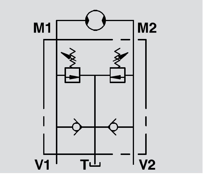 Hydraulic Dual Cross Relief Valve with Anti-Cavitation, VAUAC 1/2", 10-180 Bar, Standard