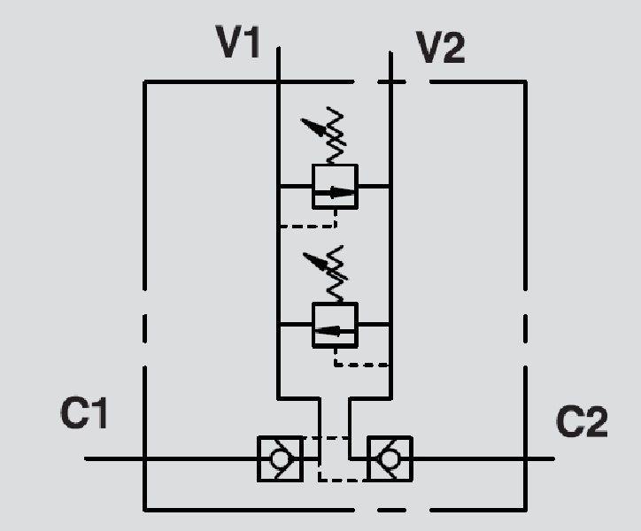 Hydraulic Cross Line Relief Valve With Pilot Check Valves, VBLP 3/8", 10-180 Bar, Standard