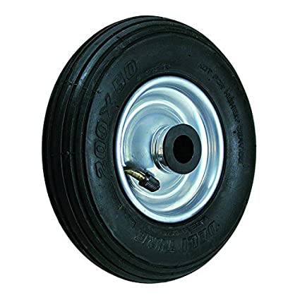 Pneumatic Wheel, Ribbed Pattern, On Steel Rim, 200mm Diameter