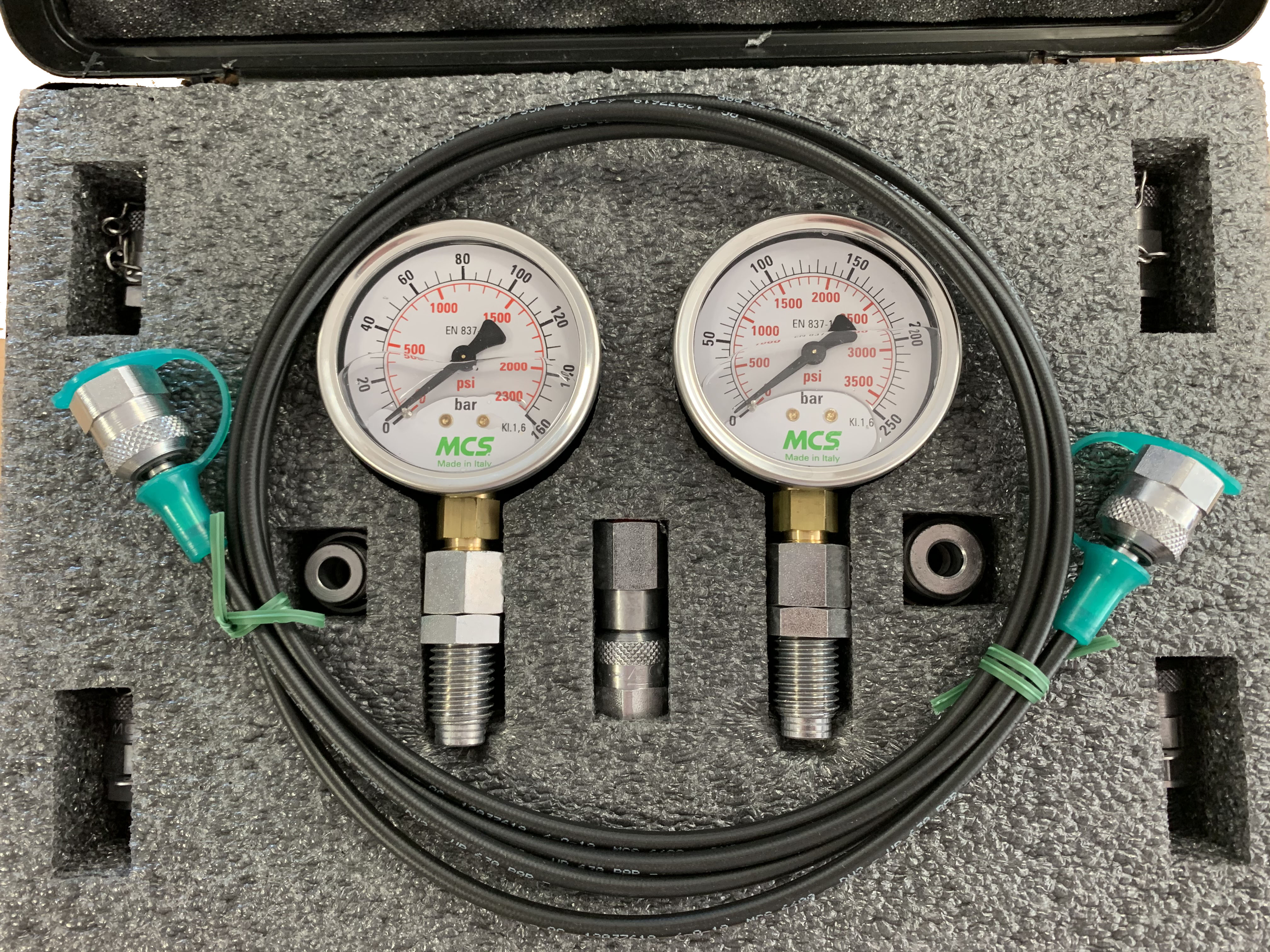 MCS Pressure Test Kit, 2 X 63mm Pressure Gauges, 1 X Micro Hose and Adaptors