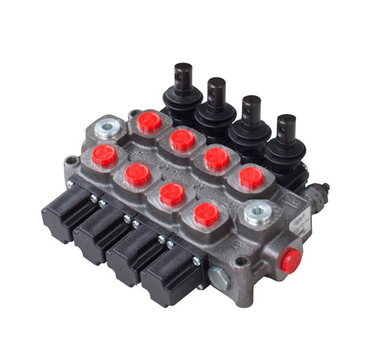 Walvoil 4 bank, 1/2 BSP, 60 l/min Double Acting Cylinder Spool 3 Position, Spring Return Hydraulic Monoblock Valve