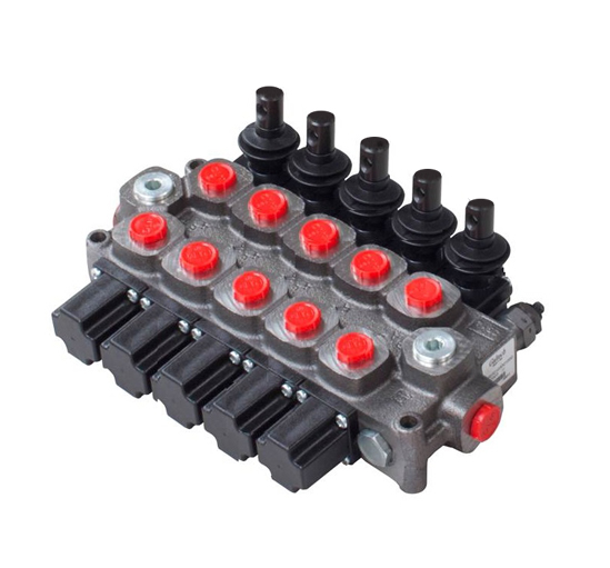 Walvoil 5 Bank, 1/2 BSP, 60 l/min Double Acting Cylinder Spool 3 Position, Spring Return Hydraulic Monoblock Valve