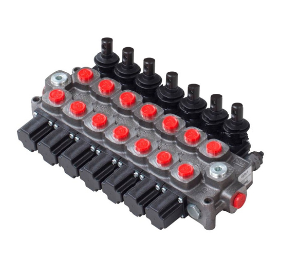 Walvoil 7 Bank, 1/2 BSP, 60 l/min Double Acting Cylinder Spool 3 Position, Spring Return Hydraulic Monoblock Valve