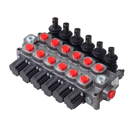 Walvoil 6 Bank, 1/2 BSP, 60 l/min Double Acting Cylinder Spool 3 Position, Spring Return Hydraulic Monoblock Valve