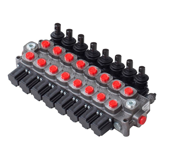 Walvoil 8 Bank, 1/2 BSP, 60 l/min Double Acting Cylinder Spool 3 Position, Spring Return Hydraulic Monoblock Valve