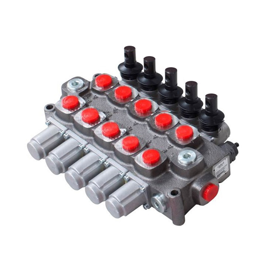 Walvoil 5 Bank, 1/2 BSP, 90 l/min Double Acting Cylinder Spool 3 Position, Spring Return Hydraulic Monoblock Valve